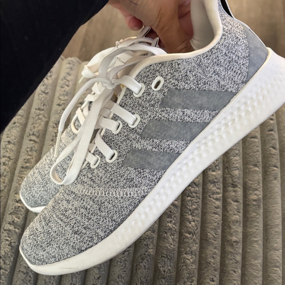 Adidas Gray and White Knit Sneakers